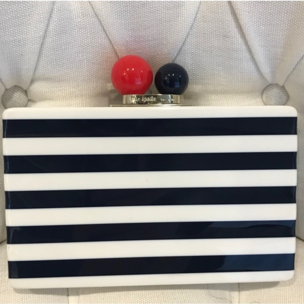 Kate Spade Striped Clutch with Red and Blue Accents - Picture 2 of 5